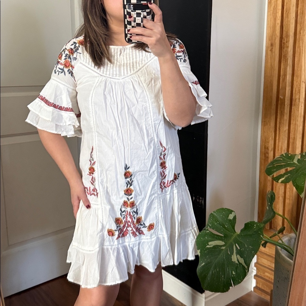 Free People Embroidered Palvo Boho Mini Fress. Size‎ XS